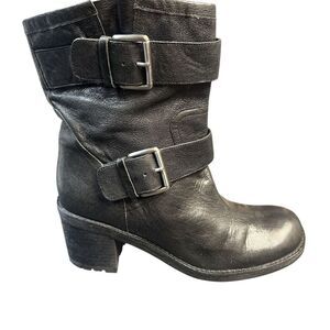 Sam Edelman Women's Black Leather Moto Ankle Boots Size 8M (NWT)